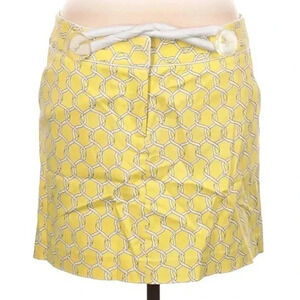 Elizabeth McKay Yellow Geometric Print Skirt Size 6 S Small Preppy Coastal NWT